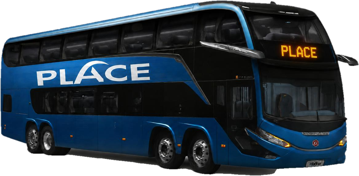 Ônibus rodoviário de dois andares da Place Transportes e Turismo